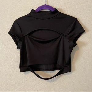 Black Crop Top Cutouts Club Going Out